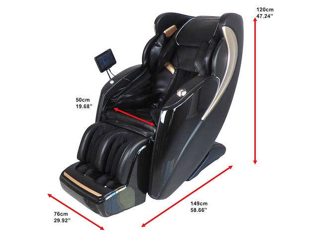 Luxe massagestoel zero gravity - dual-manipulators - zwart/blauw - afbeelding 14 van  15