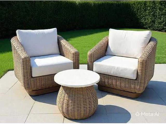 Luxe schommelstoel set aluminium met weersbestendige kussens - 80x80x75cm - afbeelding 1 van  1