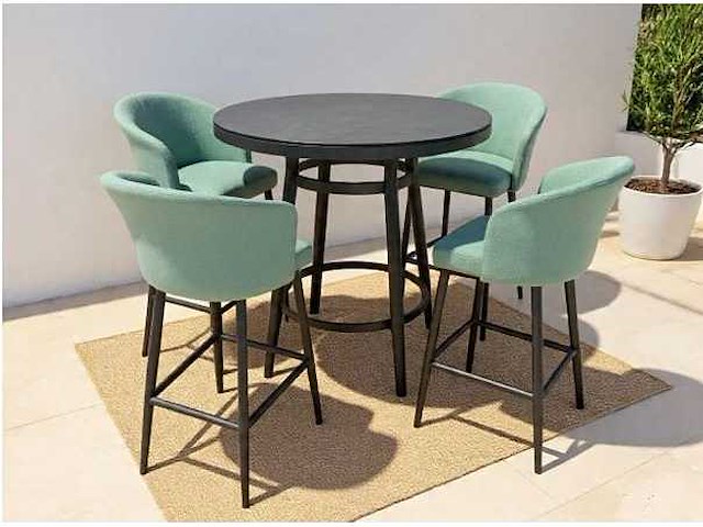 Luxe tuinset aluminium 100cm x106cm incl 4 stoelen - afbeelding 1 van  1