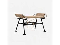 Luxe voetensteunvlag hayard - hans wegner - zwarte structuur - natuurlijk touw (alleen voetsteun) - afbeelding 1 van  2