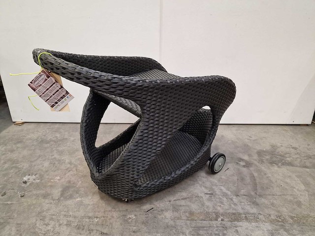 Luxury lounge - wicker serveer trolley alabama zwart - afbeelding 2 van  5