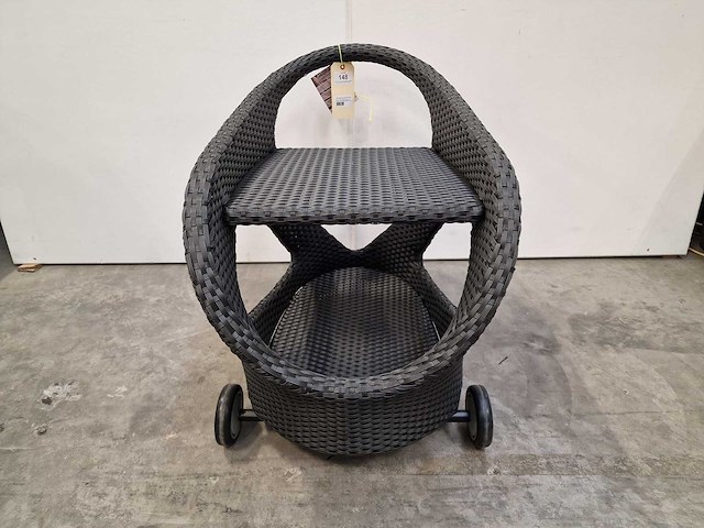 Luxury lounge - wicker serveer trolley alabama zwart - afbeelding 3 van  5