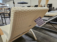 Luxury lounge ligbed wave wit met kussen taupe - teak armleuning - afbeelding 4 van  6