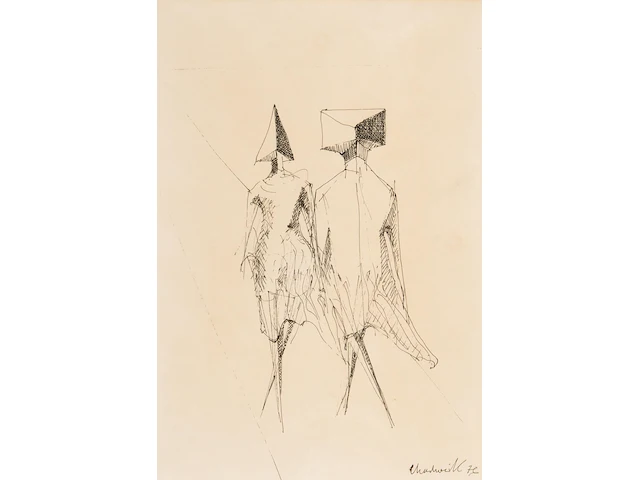 Lynn russell chadwick (1914-2003), untitled, 1976, ink drawing on paper - afbeelding 1 van  5