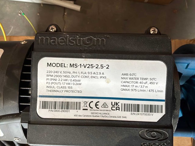 Maelstrom ms-1-v25-2.5-2 waterpomp voor spa’s (2x) - afbeelding 4 van  5