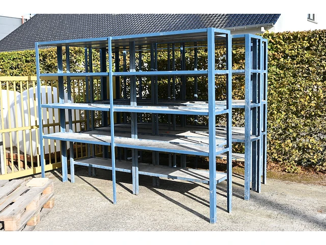 Magazijnrek blauw metaal - afbeelding 1 van  2