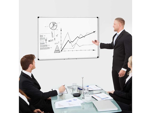Magnetisch whiteboard met penbak, droog wissen 120 x 90 - afbeelding 1 van  5