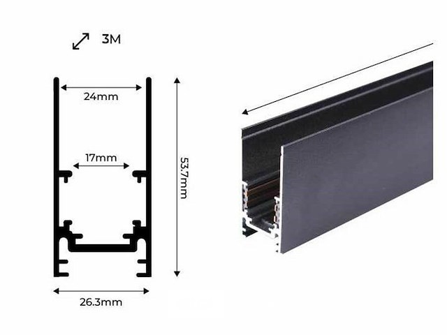 Magnetische opbouwrail 20mm 48v - 3 meter (x6) - afbeelding 6 van  6