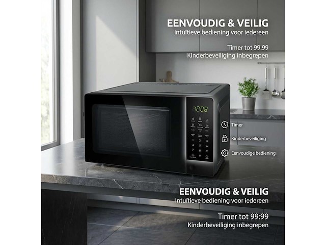 Magnetron 20l - solo magnetron 1100w zwart (5x) - afbeelding 2 van  7