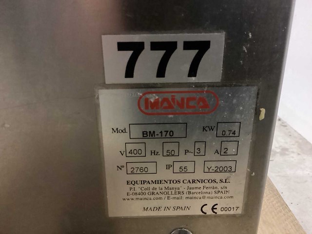 Mainca bm170 vleeszaagmachine - afbeelding 3 van  3