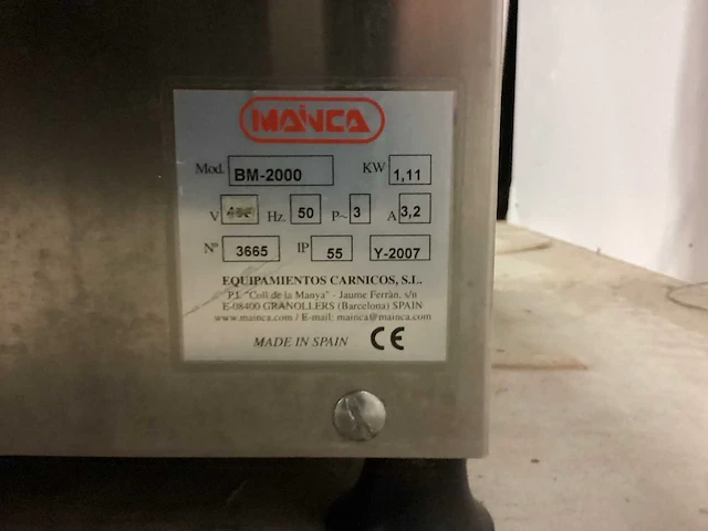 Mainca bm2000 vleeszaagmachine - afbeelding 2 van  2