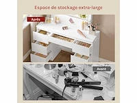 Make-up tafel met grote led-spiegel, 7 lades, stekkerdoos, 110 cm - afbeelding 6 van  8
