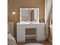 Make-up tafel met grote led-spiegel, 7 lades, stekkerdoos, 110 cm