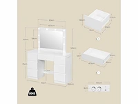 Make-up tafel met grote led-spiegel, 7 lades, stekkerdoos, 110 cm - afbeelding 8 van  8