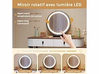 Make-up tafel met led-lampen, make-upbureau met 5 lades, dimbare ronde spiegel in 3 kleuren - afbeelding 3 van  5