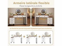 Make-up tafel met led-lampen, make-upbureau met 5 lades, dimbare ronde spiegel in 3 kleuren - afbeelding 4 van  5