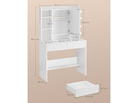 Make-up tafel met led-verlichting, 3 tonen en instelbare helderheid - afbeelding 2 van  4