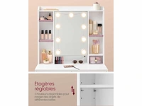 Make-up tafel met led-verlichting, 3 tonen en instelbare helderheid - afbeelding 5 van  6