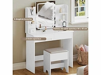 Make-up tafel met spiegel en led-lamp, make-up tafel 2 usb-poorten - afbeelding 3 van  4