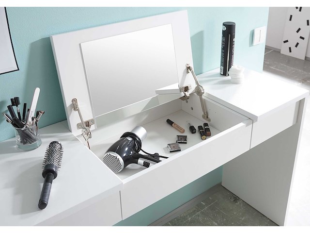 Make-uptafel alizée 125cm 2 lades & 1 deur - wit - afbeelding 2 van  5