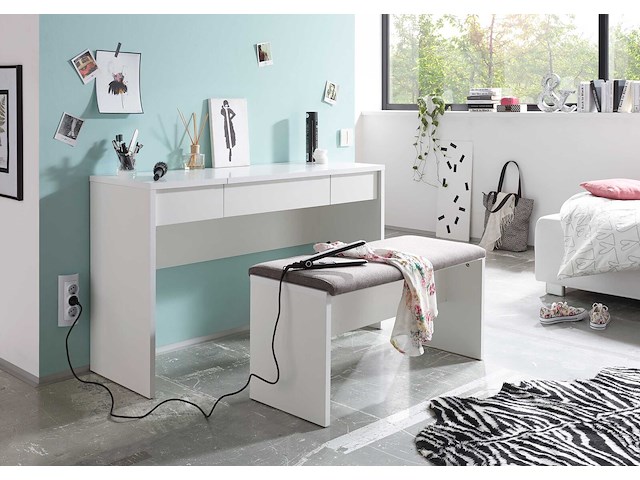Make-uptafel alizée 125cm 2 lades & 1 deur - wit - afbeelding 1 van  5