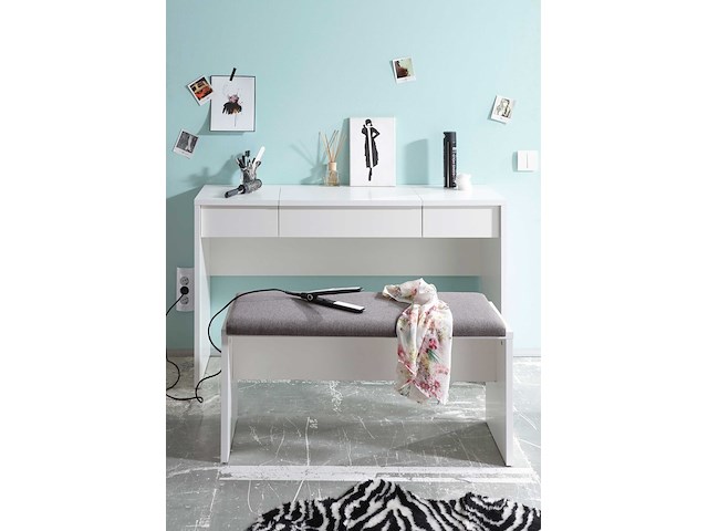 Make-uptafel alizée 125cm 2 lades & 1 deur - wit - afbeelding 3 van  5