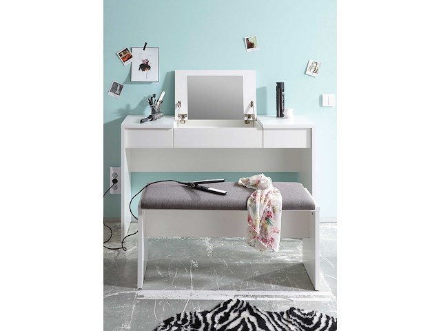 Make-uptafel alizée 125cm 2 lades & 1 deur - wit - afbeelding 4 van  5