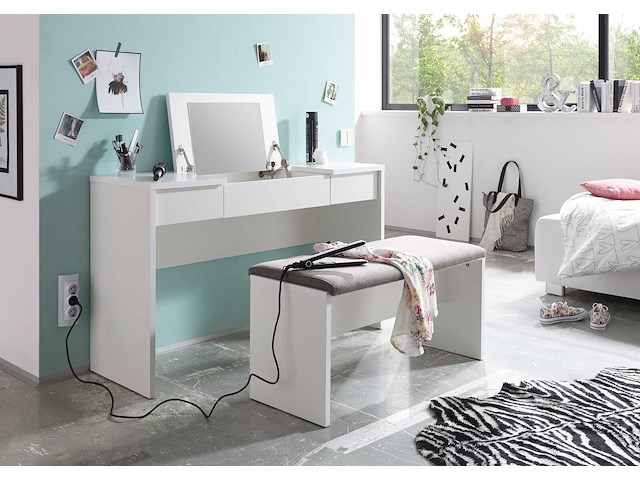 Make-uptafel alizée 125cm 2 lades & 1 deur - wit - afbeelding 5 van  5