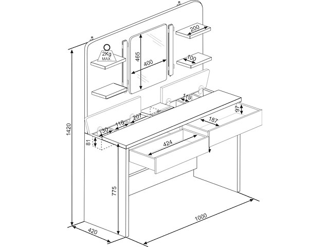 Make-uptafel secret - wit - afbeelding 4 van  4