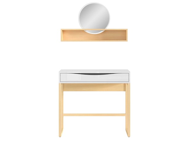 Make-uptafel vayen 85cm 1 lade - lichte eikdecor/ wit - afbeelding 1 van  8