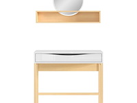 Make-uptafel vayen 85cm 1 lade - lichte eikdecor/ wit - afbeelding 1 van  8