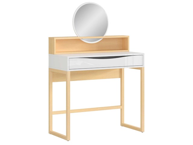 Make-uptafel vayen 85cm 1 lade - lichte eikdecor/ wit - afbeelding 4 van  8