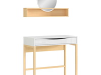 Make-uptafel vayen 85cm 1 lade - lichte eikdecor/ wit - afbeelding 3 van  8