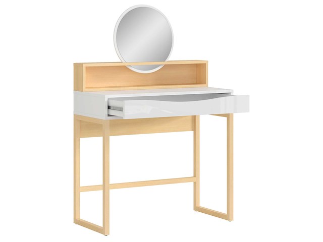 Make-uptafel vayen 85cm 1 lade - lichte eikdecor/ wit - afbeelding 2 van  8