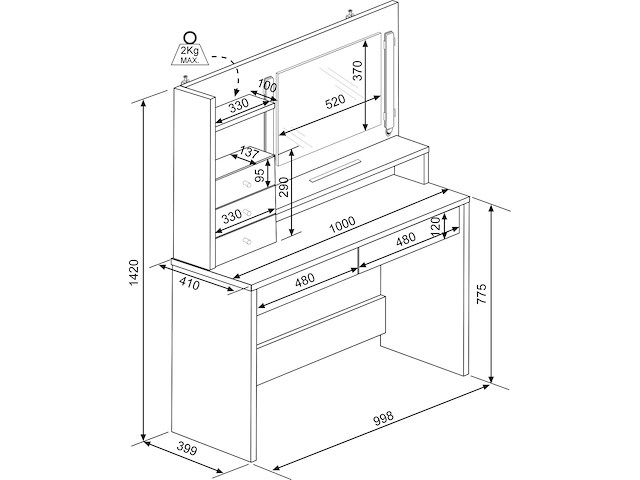 Make-uptafel wish - wit - afbeelding 6 van  6