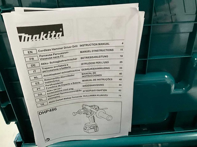 Makita dhp486rt3j klop- en boorschroefmachine met lader en 3 accu’s - afbeelding 4 van  9