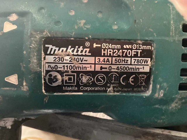 Makita hr 2470 ft klop boormachine + extra boorkop - afbeelding 2 van  2