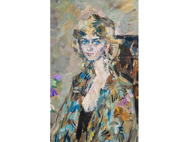 Maks avadevic birchstein (1914-2000), portrait of a lady seated, 1991, oil on canvas 89 x 79 cm. (35.0 x 31.1 in.), frame: 105 x 95 cm. (41.3 x 37.4 in.) - afbeelding 5 van  6