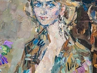 Maks avadevic birchstein (1914-2000), portrait of a lady seated, 1991, oil on canvas 89 x 79 cm. (35.0 x 31.1 in.), frame: 105 x 95 cm. (41.3 x 37.4 in.) - afbeelding 5 van  6