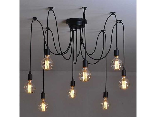 Mama plafondlamp met 8 zwarte lampen - afbeelding 1 van  3