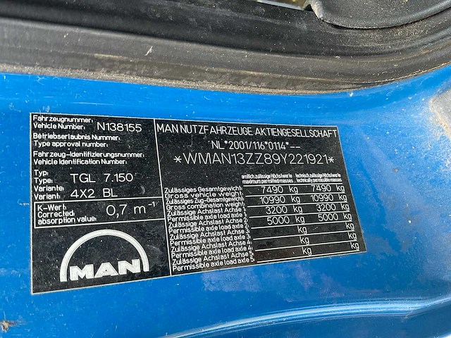Man - 2008 - tgl 7.150 - vrachtwagen - afbeelding 7 van  17