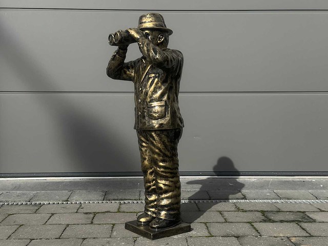 Man met verrekijker h90cm gold - afbeelding 1 van  1