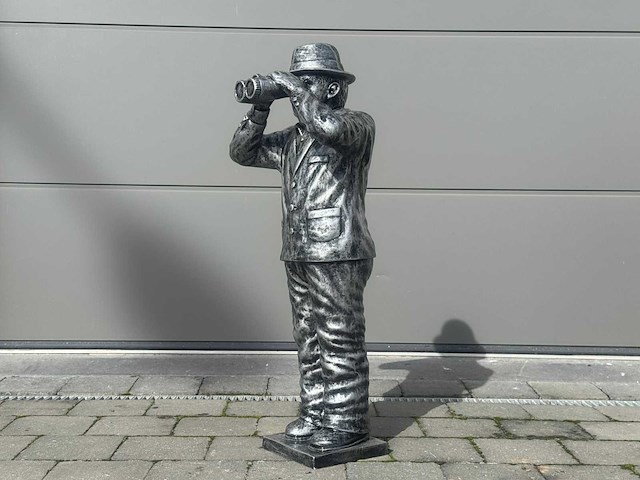 Man met verrekijker h90cm silver - afbeelding 1 van  1