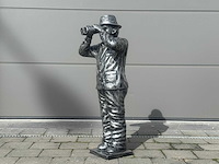 Man met verrekijker h90cm silver - afbeelding 1 van  1