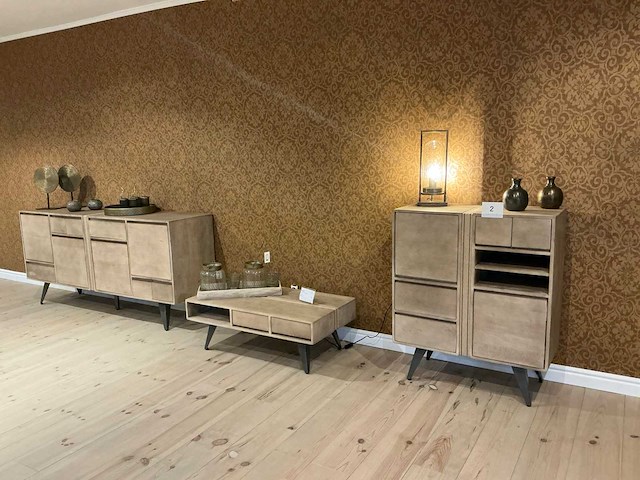 Mangohouten wandmeubel x2 en salontafel - afbeelding 1 van  6