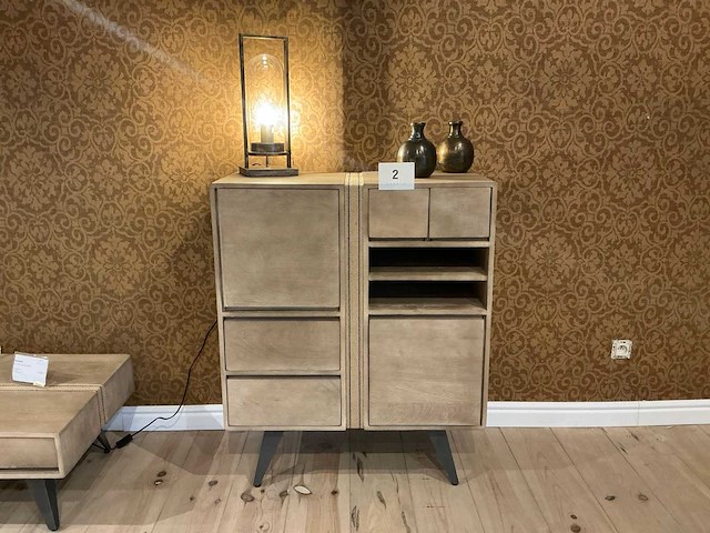 Mangohouten wandmeubel x2 en salontafel - afbeelding 2 van  6