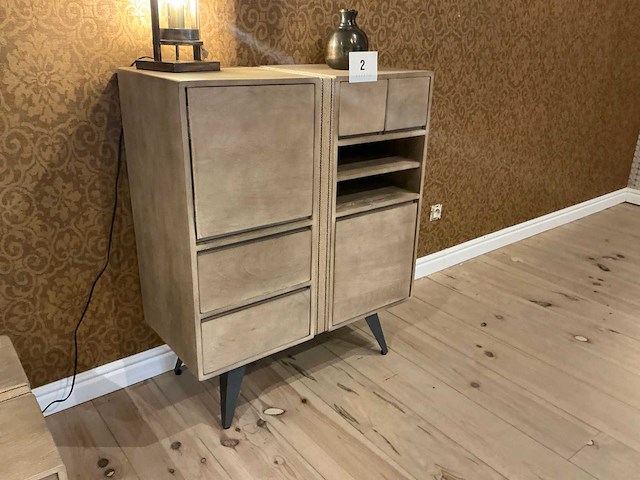 Mangohouten wandmeubel x2 en salontafel - afbeelding 3 van  6