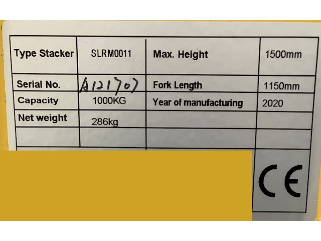 Manuele breedspoor stapelaar 1000kg - afbeelding 6 van  6