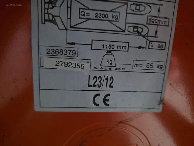 Manuele transpalet bt lifter l23/12 - afbeelding 2 van  2