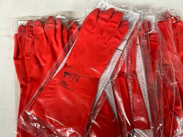 Mapa professional handschoenen paar van gemengde latex, katoen gevlokt rood (10x) - afbeelding 1 van  1
